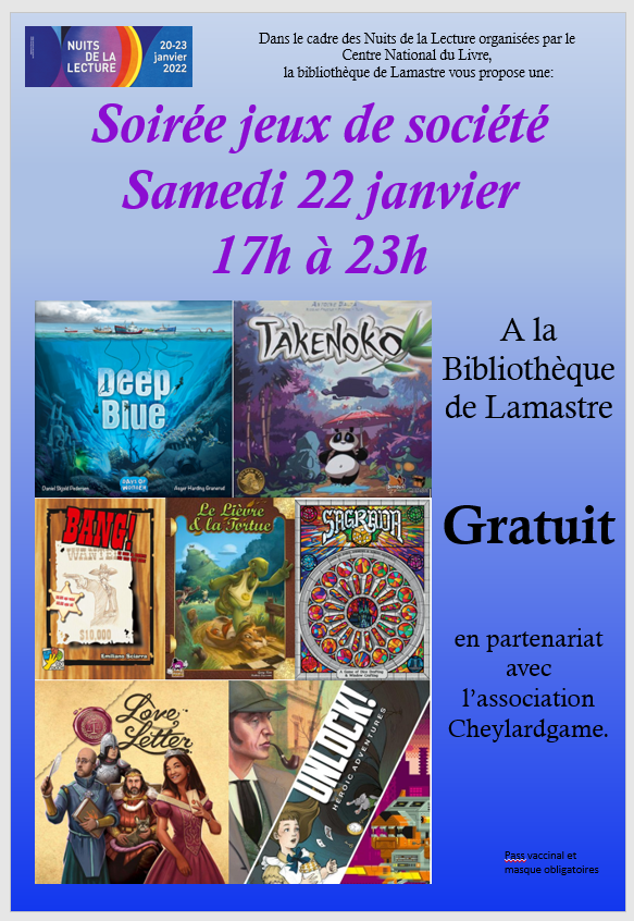 Affiche Soirée Jeux Lamastre 22jan22